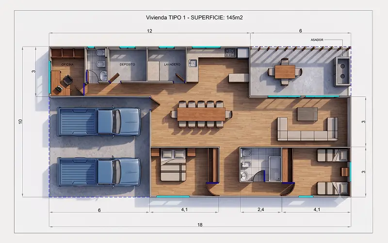 Render oficina tipo A