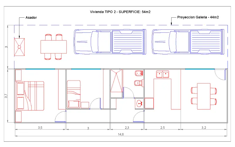 Plano vivienda tipo B