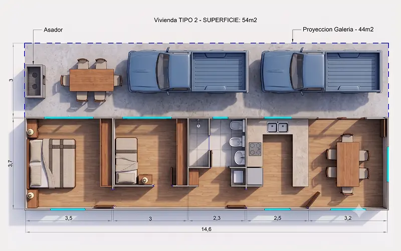 Render vivienda tipo B